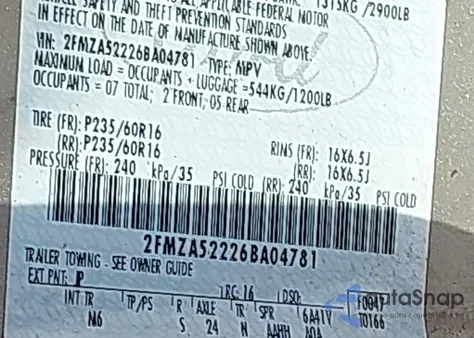 2006 Ford Freestar Sel z USA, uszkodzony, nr VIN 2FMZA52226BA04781